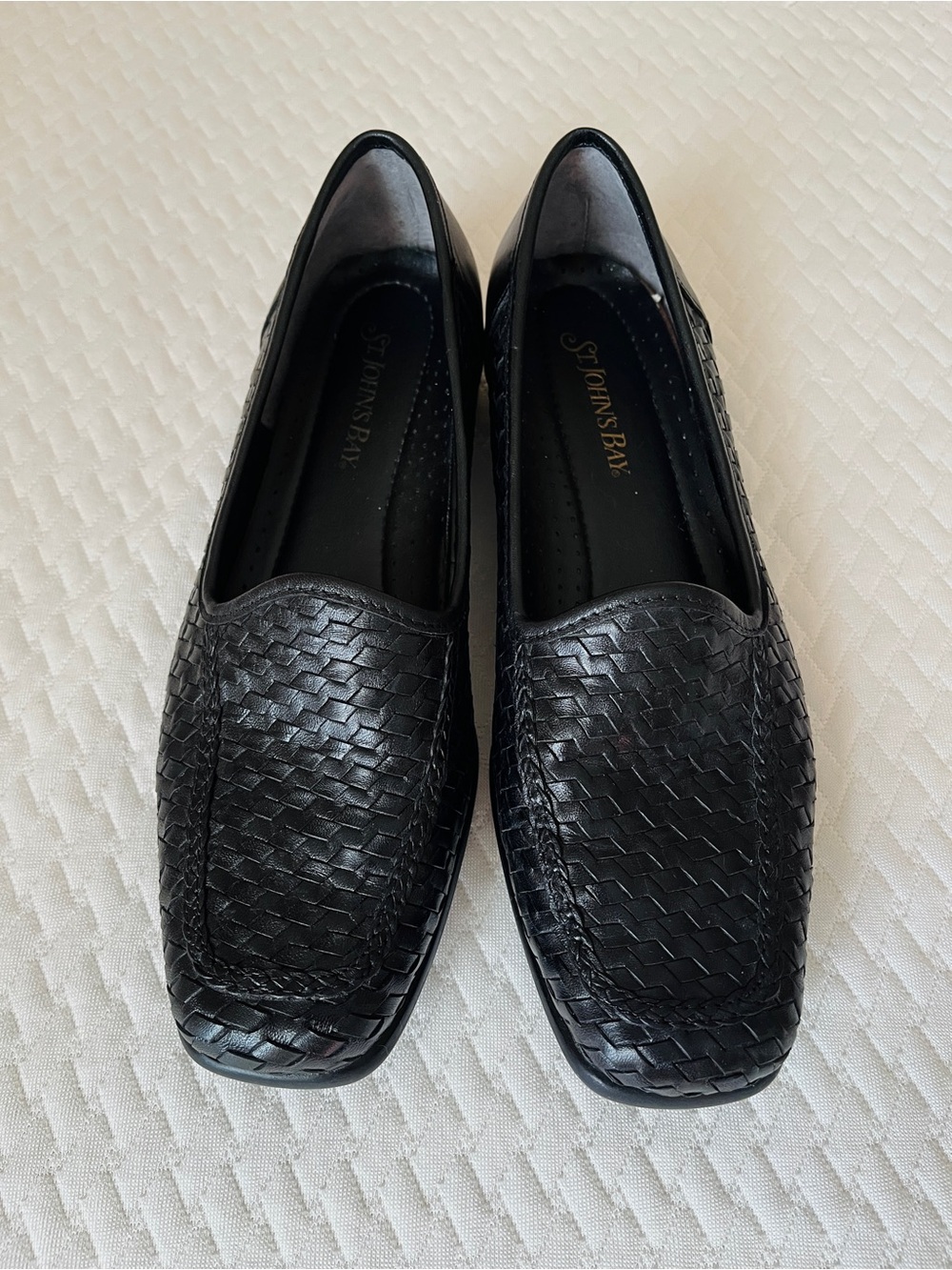 St. John's Bay Black Woven Leather Slip-On Loafers
